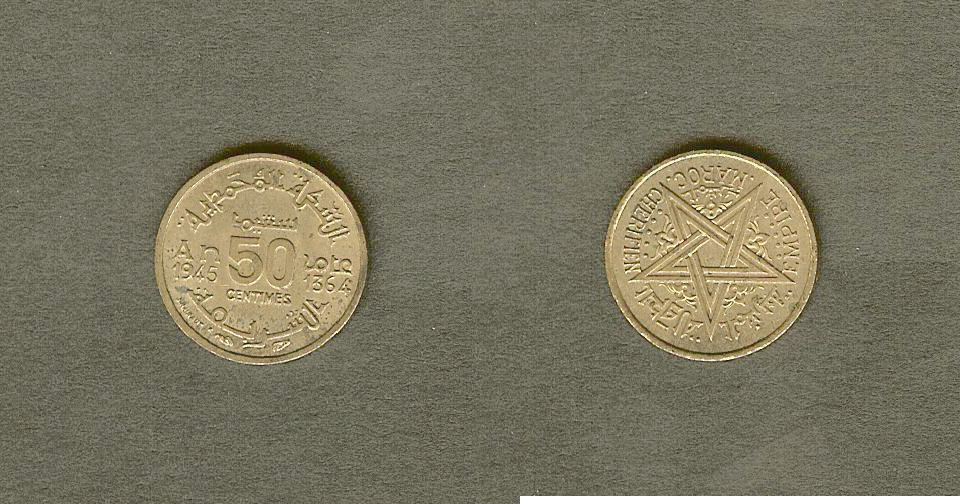 MAROC - PROTECTORAT FRANÇAIS 50 centimes AH 1364 1945 Paris SPL